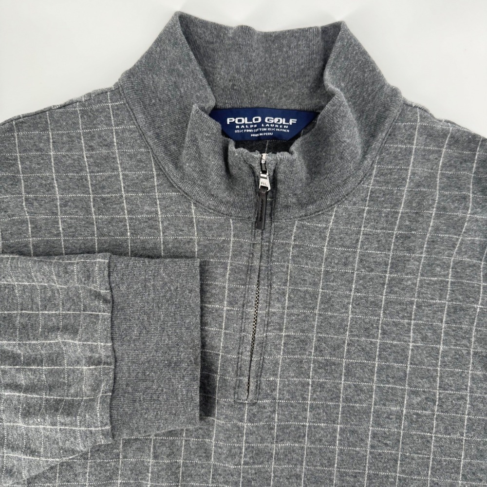 Polo Golf Ralph Lauren Vintage Mens XXL Gray 1/4 Zip Cotton/Alpaca Pullover